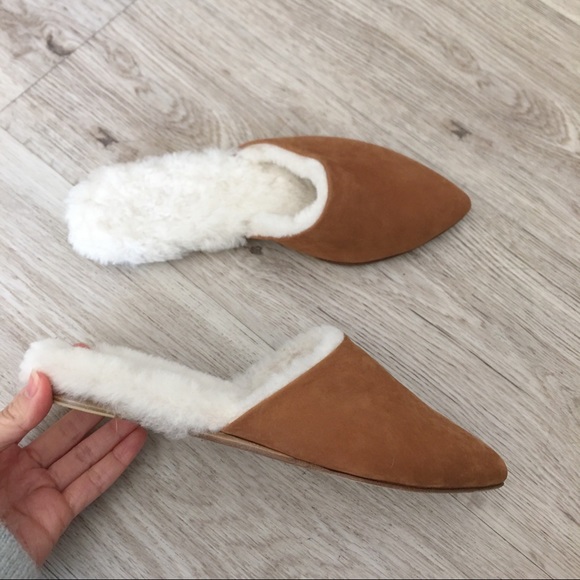Jenni Kayne Shearling Lined Mules Walnut Brown Tan 7 - Picture 2 of 6